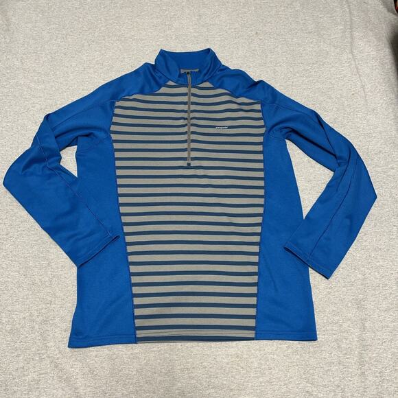 Patagonia Shirt Mens Large Blue Striped Capilene 3 Midweight Zip-Neck Baselayer - Picture 1 of 7